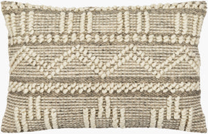 Livabliss Faroe Wool Cotton Woven Lumbar Pillow Handcrafted Cottage Accent for Cozy Interiors FAO002-1422D
