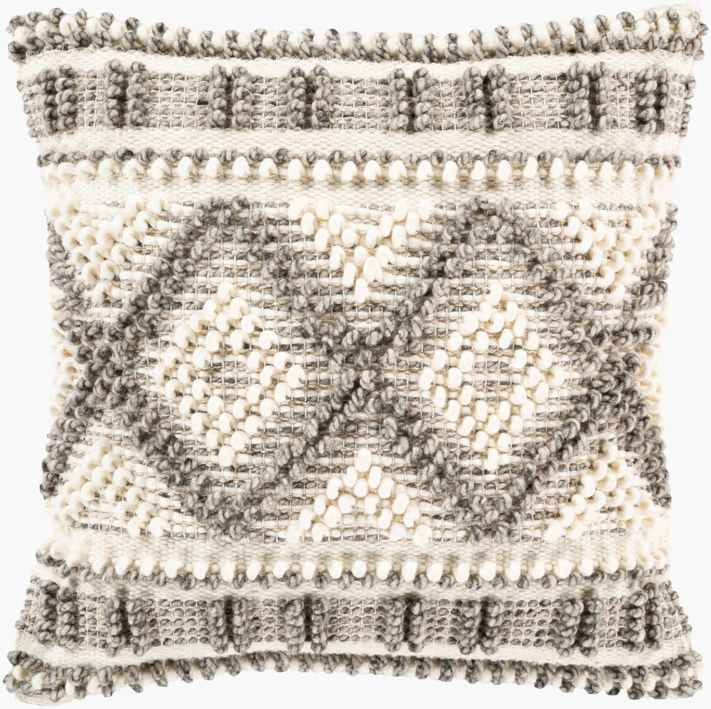 Livabliss Faroe Woven Wool Cotton Accent Pillow Artisan Handcrafted Cottage Texture for Sofas FAO004-1818D