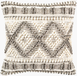 Livabliss Faroe Woven Wool Cotton Accent Pillow Artisan Handcrafted Cottage Texture for Sofas FAO004-1818D