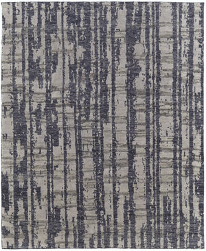 Feizy Rugs Altmar Hand Knotted Wool Rug - Modern Bohemian Style With Abstract Stripes For Any Interior Design Blue,Gray,Taupe Wool T18t6035nvybgep00