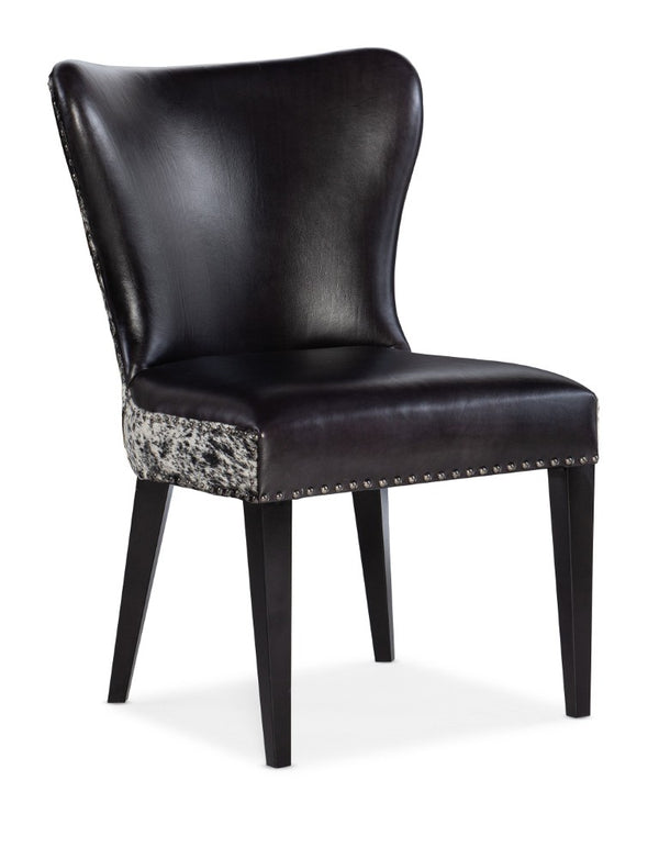 Hooker Furniture Kale Aniline Leather Wingback Accent Chair With Hair-On-Hide Back, Silver Nailhead Trim, 36"H DC102-097