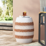 Christopher Knight Home® - Noble House - Lintz Outdoor Lightweight Concrete Side Table, White and Brown