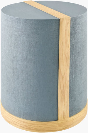 Surya Faron Modern 20"H End Table With Unique Cork Veneer Top & Sturdy Oak Base For Stylish Living Spaces Top, Blue,Base, Brown Linen,Oak Farn004-201616