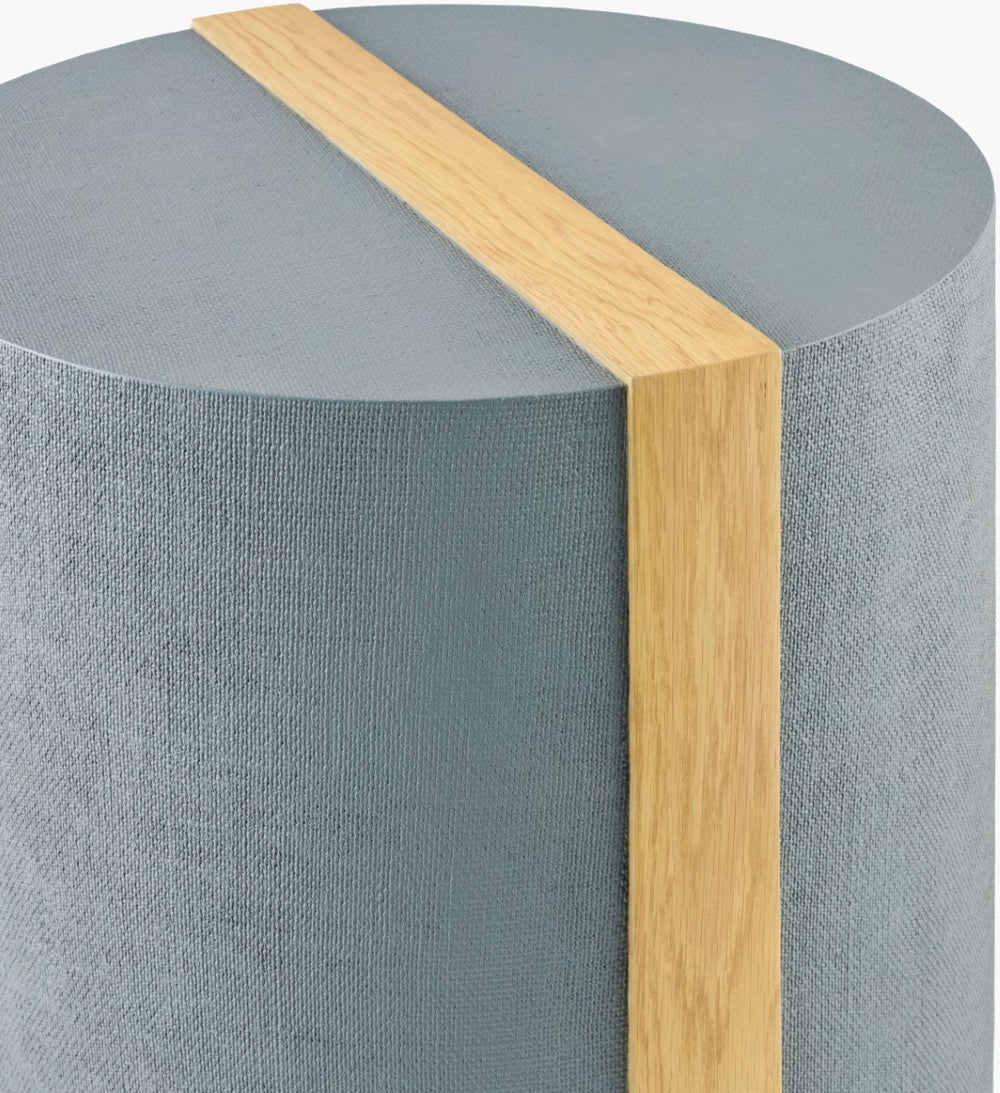 Surya Faron Modern 20"H End Table With Unique Cork Veneer Top & Sturdy Oak Base For Stylish Living Spaces Top, Blue,Base, Brown Linen,Oak Farn004-201616