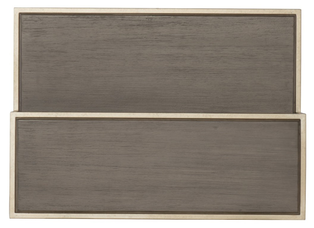 Hooker Furniture Elixir Sand-Blasted Walnut Nightstand With Champagne Silver Accents, Drawer & Shelves — Modern Texture 5990-90116-DKW