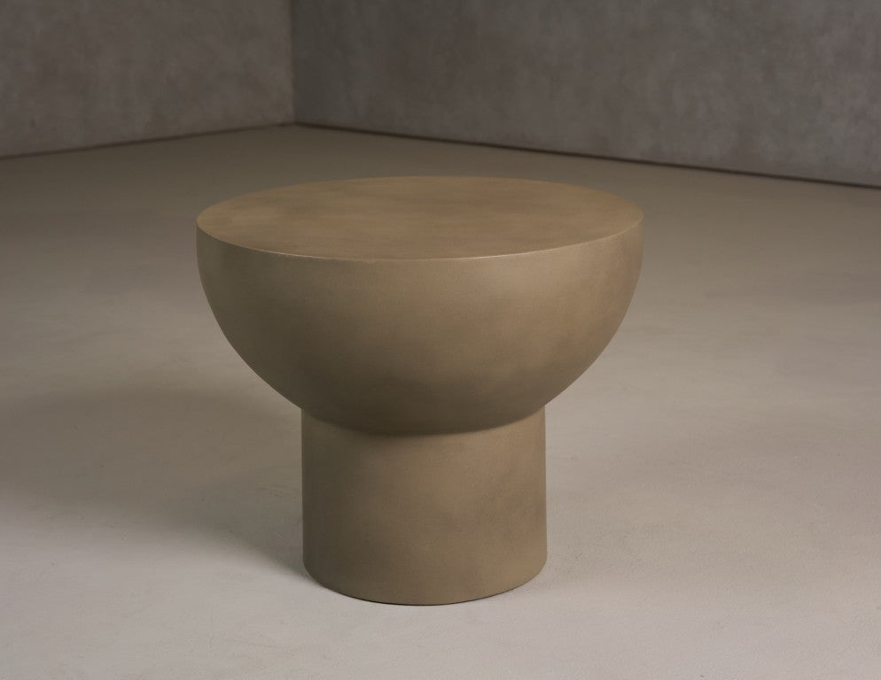 VIG Furniture Fate Sculptural Concrete End Table — Modern Dark Grey Bowl Top, Weather‑Resistant, 220 Lb Capacity VGGR-614055-GRY