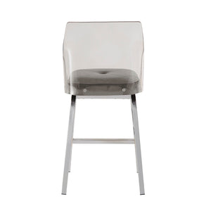 Homelegance By Top-Line Darrion Velvet Counter Height Swivel Stools (Set of 2) Grey Metal