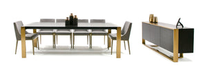 VIG Furniture Fauna Wenge Veneer Dining Table With Brass Frame — Rectangular 94.5" Seating For 10, Modern Chic VGBB-BN-2T-WB-DT