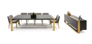 VIG Furniture Fauna Wenge Veneer Dining Table With Brass Frame — Rectangular 94.5" Seating For 10, Modern Chic VGBB-BN-2T-WB-DT