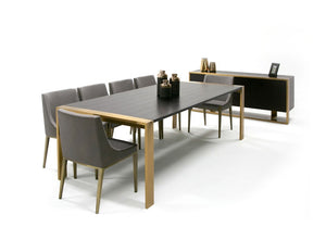 VIG Furniture Fauna Wenge Veneer Dining Table With Brass Frame — Rectangular 94.5" Seating For 10, Modern Chic VGBB-BN-2T-WB-DT