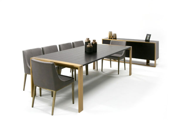 VIG Furniture Fauna Wenge Veneer Dining Table With Brass Frame — Rectangular 94.5" Seating For 10, Modern Chic VGBB-BN-2T-WB-DT