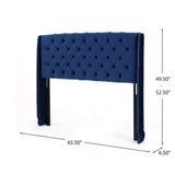 Christopher Knight Home® - Noble House - Lidia Full/Queen Tufted Wingback Velvet Headboard, Navy Blue And Black