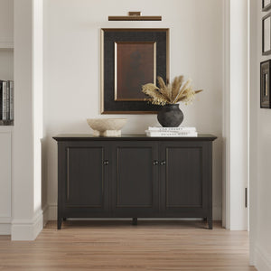 English Elm Amherst Wide 3-Door Storage Cabinet - Handcrafted Hickory Brown With Adjustable Shelves & Style B136P158350
