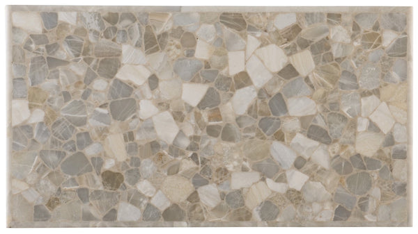 Hooker Furniture Melange Pewter-Base Rectangle Cocktail Table With Tumbled White Onyx Top — Sculptural Modern Centerpiece 638-50393-MULTI