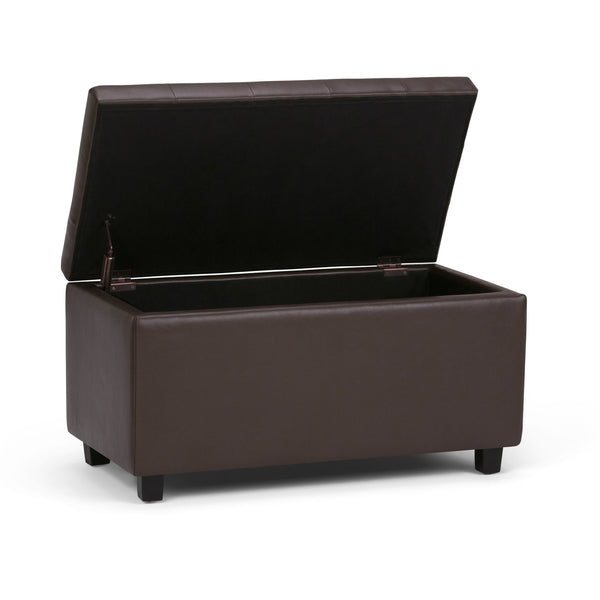 English Elm Cosmopolitan Storage Ottoman - Stylish Chocolate Brown Faux Leather With Hidden Storage & Comfort B136P159765