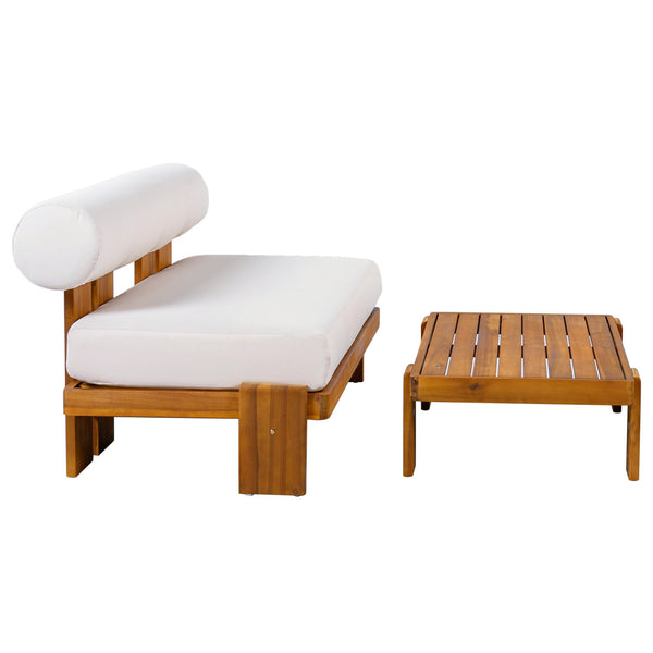 English Elm Patio Acacia Wood Loveseat and Coffee Table Set for Outdoor Lounge Spaces N776P387848B