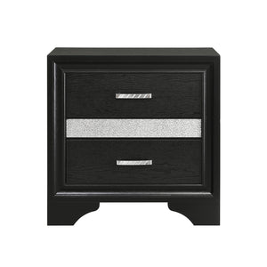 English Elm 2 Chic Two-Drawer Nightstand with Sparkling Acrylic Panels and Faceted Crystal Hardware for Glam Bedrooms Black B016P255583