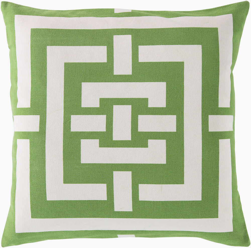 Surya Circles & Squares 20" Accent Pillow – Unique Cotton Design For Stylish Home Decor & Comfort Grass Green Cotton Fb004-2020p