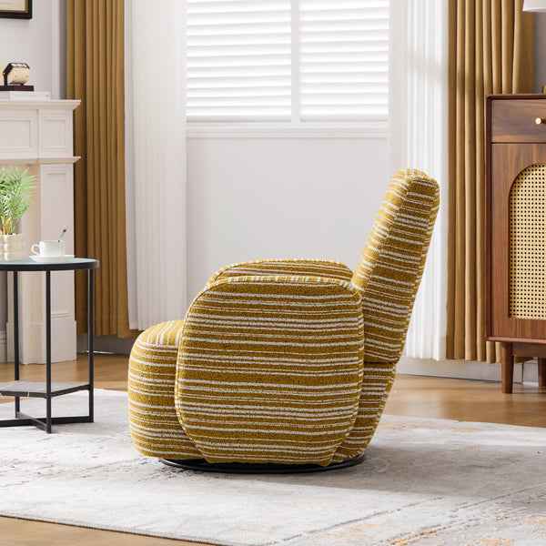 English Elm Modern Boucle 360° Swivel Leisure Chair with High‑Resilience Sponge, Supportive Curve, 550lb Capacity Mustard yellow W395P355482