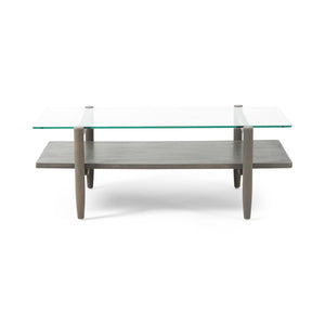 Christopher Knight Home® - Noble House - Leddy Acacia Wood Coffee Table with Tempered Glass Top, Gray Finish