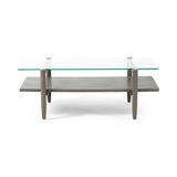 Christopher Knight Home® Leddy Acacia Wood Coffee Table, Gray Finish, Tempered Glass Top - Stylish & Durable