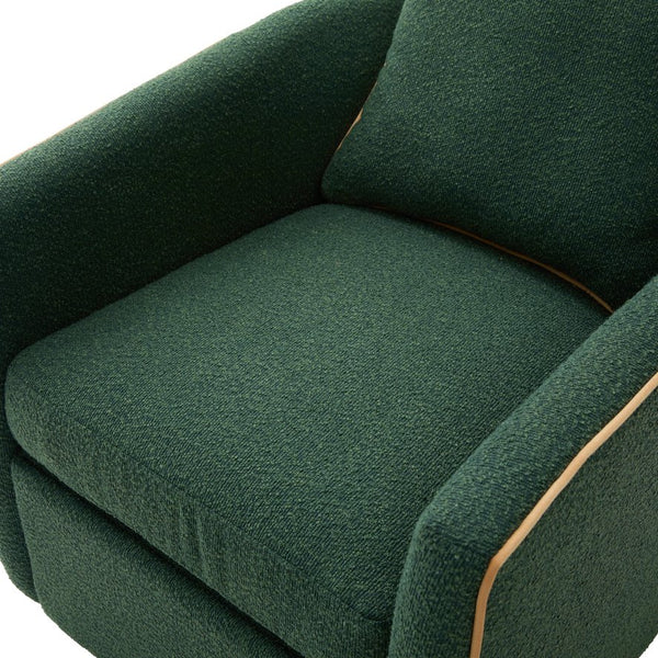 English Elm Swivel Barrel Accent Chair Boucle Upholstered with 360 Base for Living Room Corners Green N763P376127F