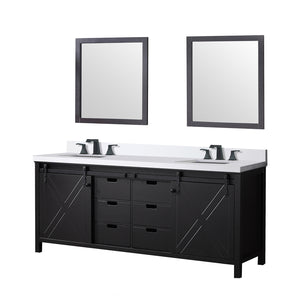 English Elm Brown Double Bath Vanity Set With Quartz Countertop, Matte Black Faucets, And Stylish Mirrors Included B2731S01076