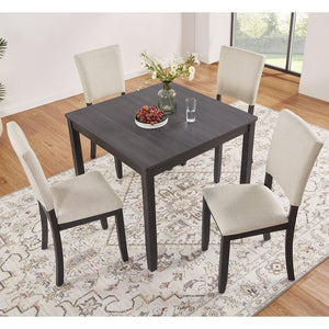 English Elm Modern 4-Piece Dining Set with Smooth Waterproof Top, Stable Wood Frame, Comfortable Foam Chairs Antique Black,Beige W1998S00081