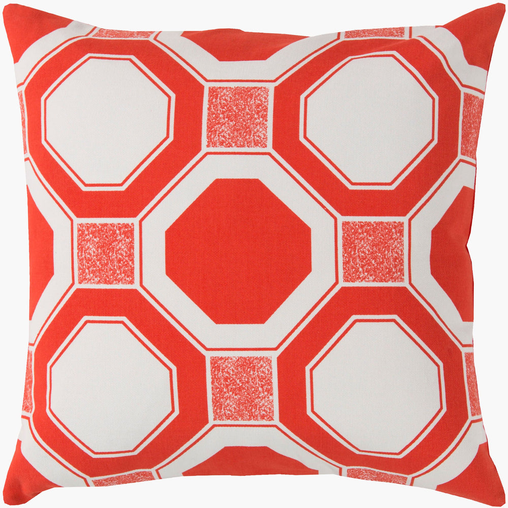 Surya Octagonal 20"L X 20"W Cotton Accent Pillow - Stylish Modern Design For Home Décor Revitalization Red Cotton Fb029-2020