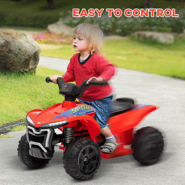 English Elm Qaba 6v Battery Powered Kids Atv Ride on Four Wheeler with Music Ages 2 to 6 Red W2225P249800