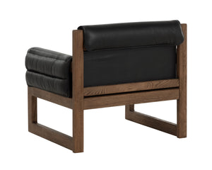 Sunpan Ferguson Lounge Chair - Elegant Channel Tufted Design With Cozy Geralt Linen For Luxurious Comfort Black Leather 111964
