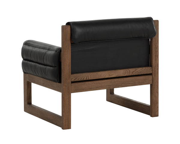Sunpan Ferguson Lounge Chair - Elegant Channel Tufted Design With Cozy Geralt Linen For Luxurious Comfort Black Leather 111964
