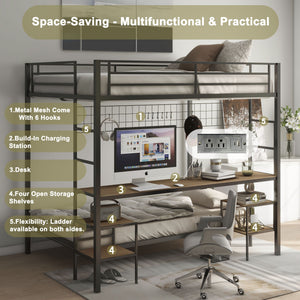 English Elm Ethan Full Over Twin Bunk Bed With Desk, Charging Station & Storage For Teens - Space-Saving Design! B083S00001
