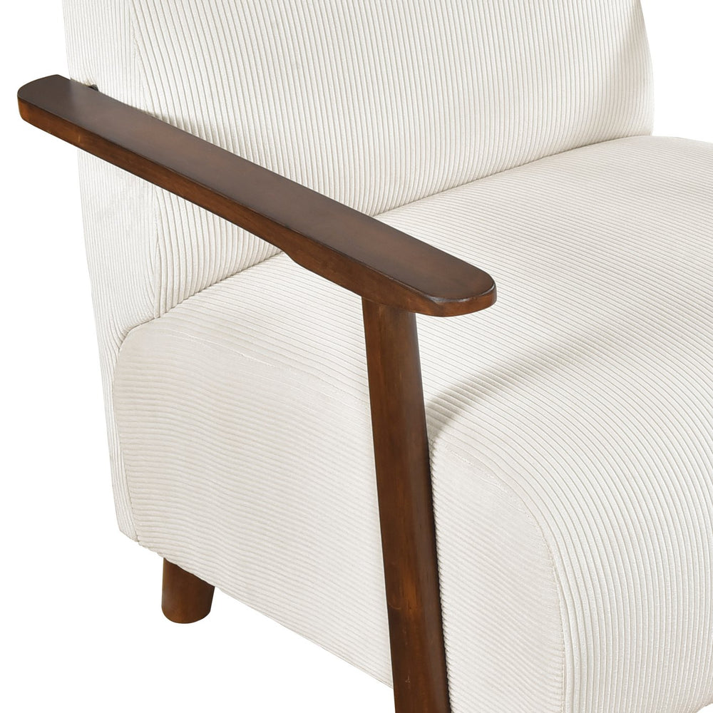 English Elm Modern Accent Chair with Corduroy Upholstery and Solid Wood Frame, Streamlined Comfort for Living Beige 30.25 L x 28.75 W x 17 H B011P283275