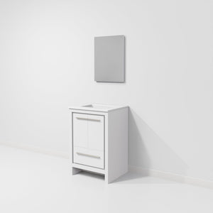 English Elm White 24 in. Bath Vanity with Cultured Marble Top, Soft-Close Drawer, Storage Cabinet & Mirror B2731S01478