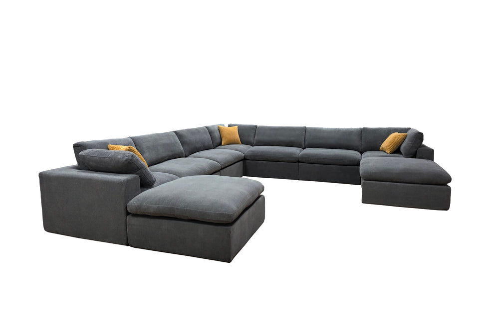 English Elm Coffee Bean Textured Modular Sectional Low Profile Lounge Sofa with Toss Pillows Light Gray B2748S00073