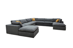 English Elm Coffee Bean Textured Modular Sectional Low Profile Lounge Sofa with Toss Pillows Light Gray B2748S00073