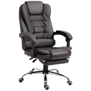 English Elm HOMCOM Ergonomic High Back Executive Office Chair with Recline, Retractable Footrest & Lumbar Support Coffee W2225P200603