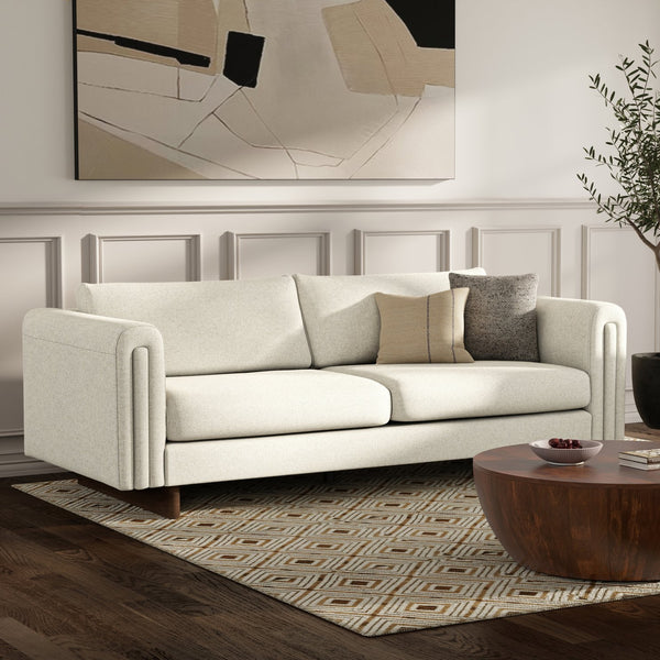 English Elm Jones 84 inch Sofa — Eco-Friendly Woven Upholstery, High-Density Foam, Durable Solid Wood Frame Ivory B136P364296