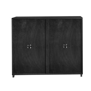 English Elm Mid Fluted Hollowed Sideboard Cabinet with Outlet Holes, Mid Century Storage Buffet for Entryway, Dining Black W1801P288511