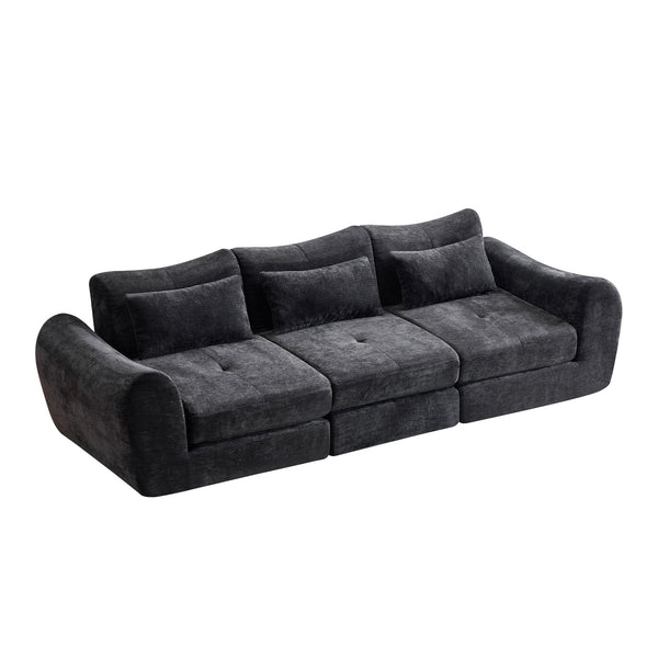 English Elm Modular Cloud Sectional Sofa Bed with Flannelette Upholstery for Flexible Living Black W1829S00074