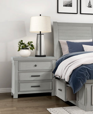 English Elm 1pc Willowbrook Nightstand Gray Finish Acacia Wood 3-Drawer Smooth Glide Storage 30"x17"x29" Modern Farmhouse B011P389522
