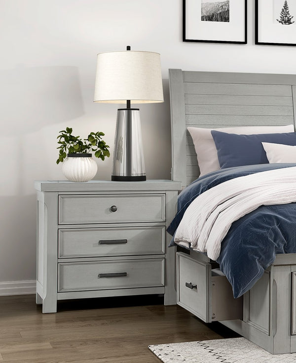 English Elm 1pc Willowbrook Nightstand Gray Finish Acacia Wood 3-Drawer Smooth Glide Storage 30"x17"x29" Modern Farmhouse B011P389522