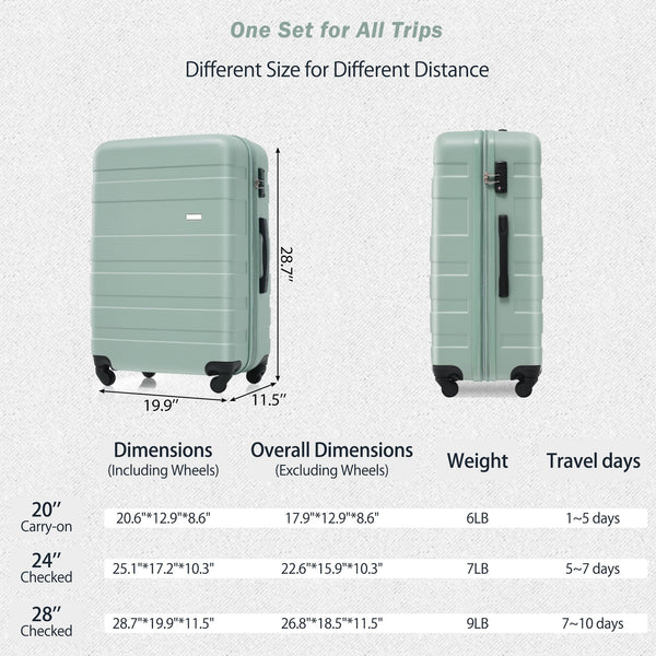 English Elm Luggage Set Abs Hardshell 3 Piece Spinner Suitcase with Tsa Lock Lightweight Travel N726P203164W