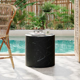 Christopher Knight Home® - Noble House - - Outdoor Lightweight Concrete Mgo Side/End Table , Living Room Accent Table,Black Marble