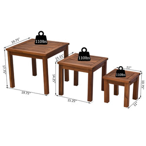 English Elm Outsunny 3-Piece Acacia Wood Nesting Side Table Set – Stylish, Weather-Resistant & Space-Saving Design W2225P217223-GIGA