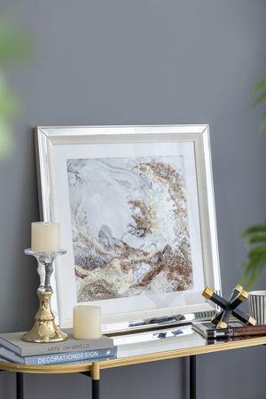 English Elm 23.6X23.6" Crystal-Accented Wall Art - Gold, Bronze & Gray Abstract Design With Mirrored Frame W2078P318310
