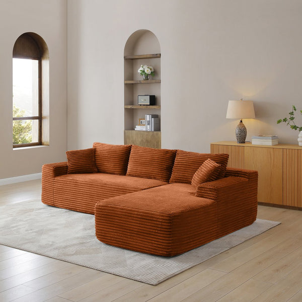 English Elm 105'' Modular L-shape Sectional Corduroy Couch Deep Seat Chaise Living Room Lounge W1117S00391