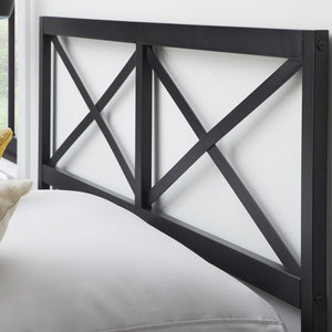 English Elm Taylor Metal Headboard Cal King Black — 40" Mid-Rise Rustic Double X-Back Design, Sturdy Metal Craftsmanship for Versatile Décor (Fits 71" Width) B350P395001