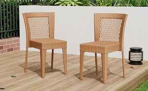 English Elm Christopher Knight Home® - FARLEY Rattan Stacking Sidechair Set of 2 — Durable 300 lb Capacity, Beige Woven Design, Easy Assembly Light Brown N762P234585A